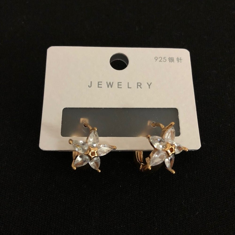 925 silver post colorful high quality zircon gold plated delicate earrings